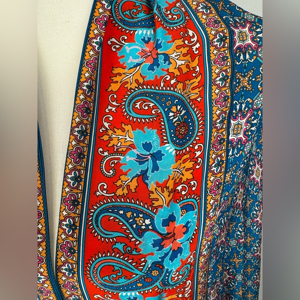 Soft Surroundings Colorful Topper Kimono Satin Cardigan Floral Paisley One Size - Picture 2 of 8